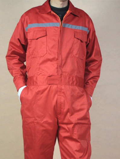 防靜電反光條安全連體服橘紅棉連體工作服男工裝工業防護服